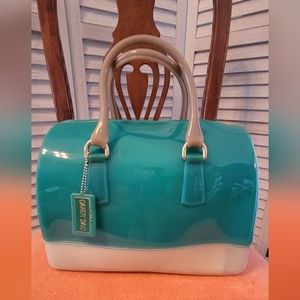Furla Candy Large Teal and light green/grey Purse size L 12 W 7 H 8.5